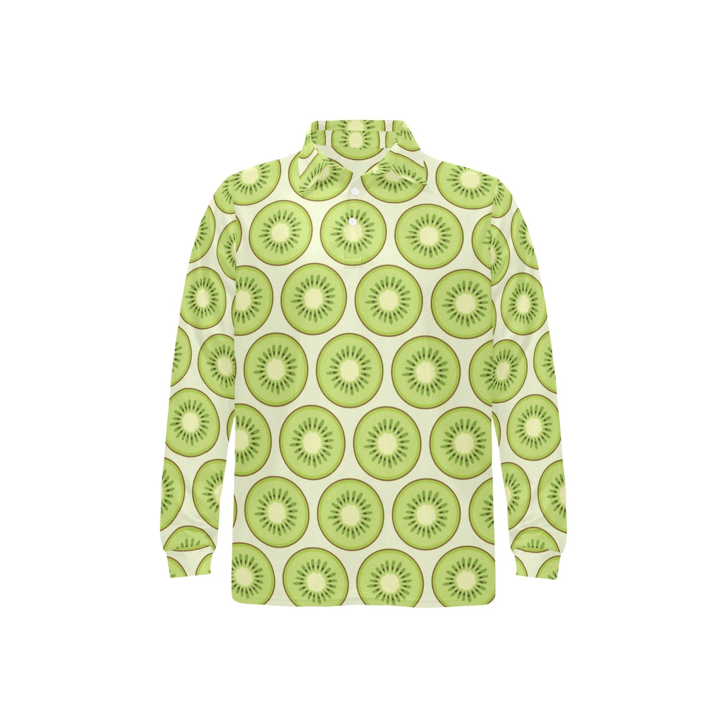 Kiwi Pattern Print Design KW02 Long Sleeve Polo Shirt For Men's