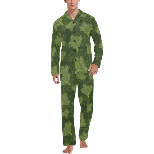 Kale Pattern Print Design 01 Men's Long Pajama Set