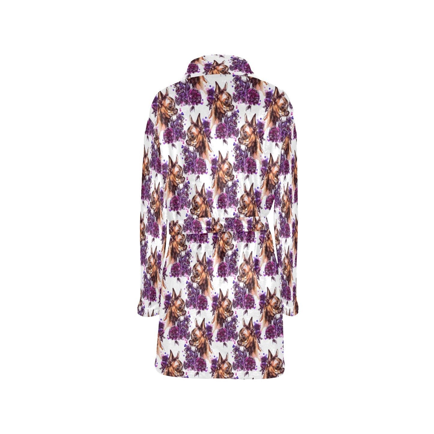 Chihuahua Purple Floral Women's Fleece Robe