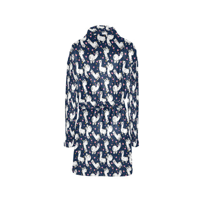 Alpaca Heart Star Design Themed Print Women's Fleece Robe