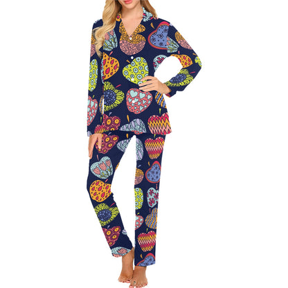 Apple Pattern Print Design AP05 Women's Long Pajama Set