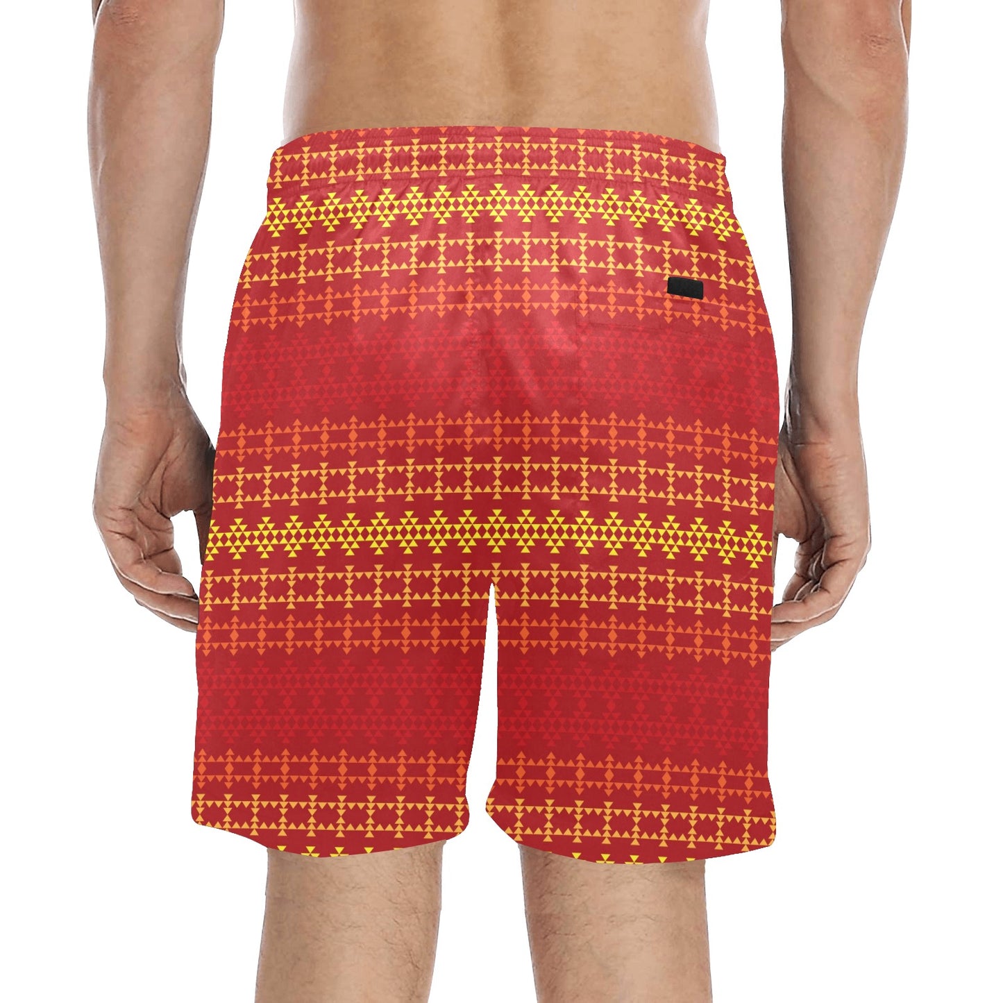 Southwest Red Gold Design Themed Print Men's Swim Trunks Beach Shorts