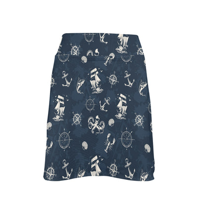 Nautical Sea Themed Print 17" Golf & Pickleball Skort with Pockets