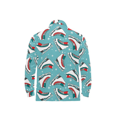 Ice Skate Pattern Print Design 03 Long Sleeve Polo Shirt For Men's