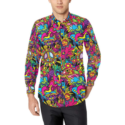 Trippy Print Design LKS304 Men's Long Sleeve Dress Shirt