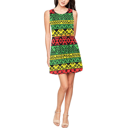 Rastafarian Pattern Print Design A02 Sleeveless Dress