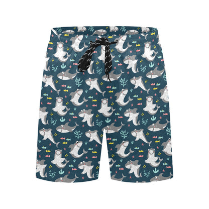 Shark Print Design LKS307 Men's Swim Trunks Beach Shorts