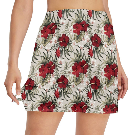 Hibiscus Print Design LKS3011 17" Golf & Pickleball Skort with Pockets
