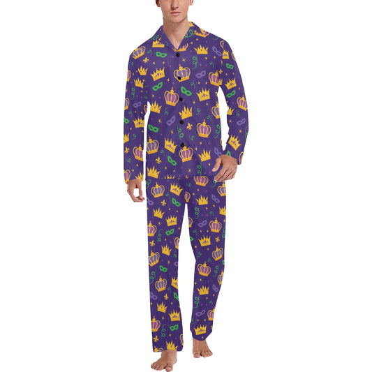 Mardi Gras Pattern Print Design 03 Men's Long Pajama Set