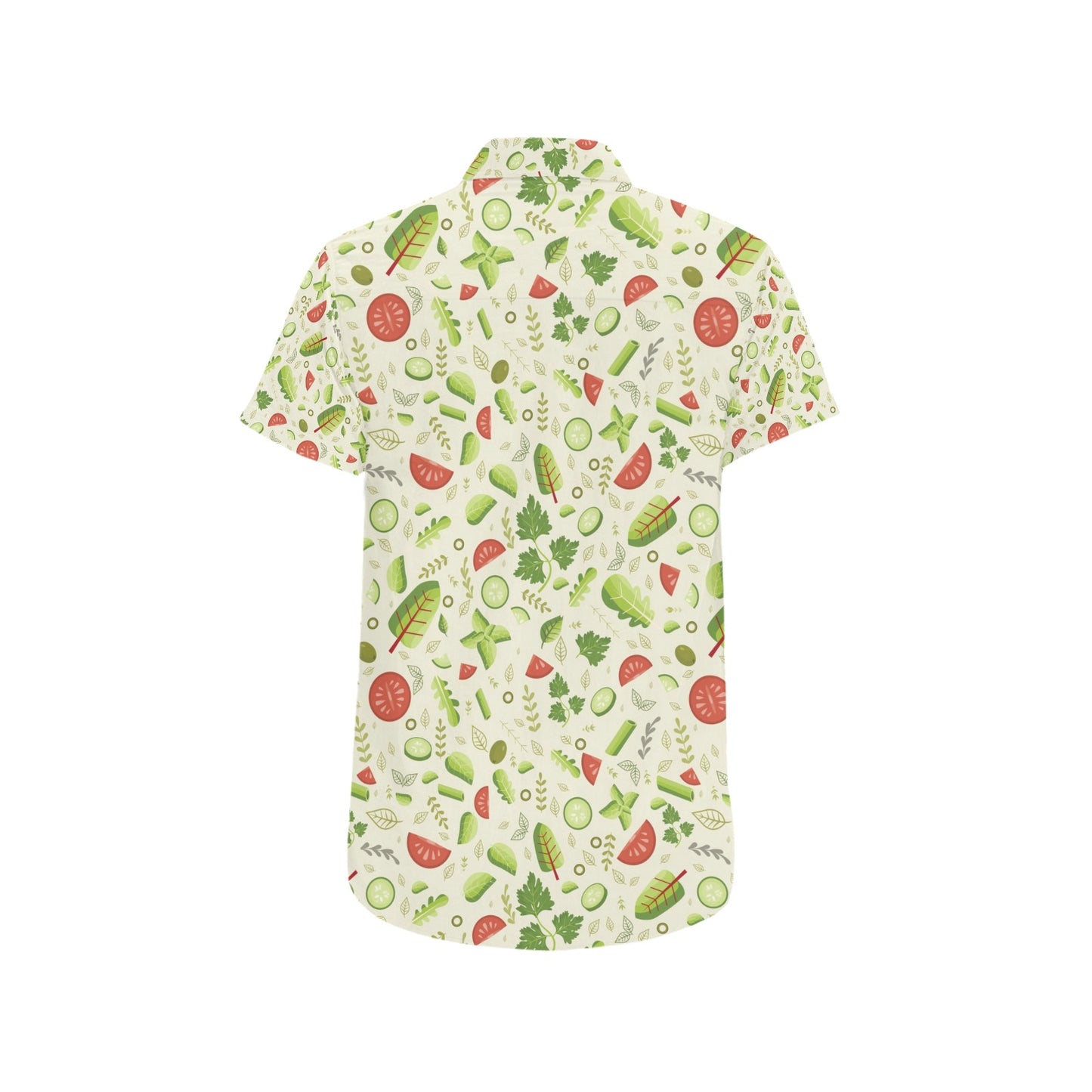 Salad Vegetable Print Design LKS302 Men Short Sleeve Button Up Shirt