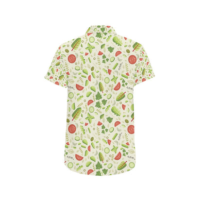 Salad Vegetable Print Design LKS302 Men Short Sleeve Button Up Shirt