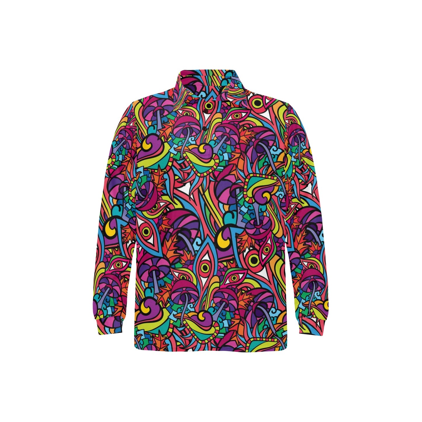 Trippy Print Design LKS302 Long Sleeve Polo Shirt For Men's