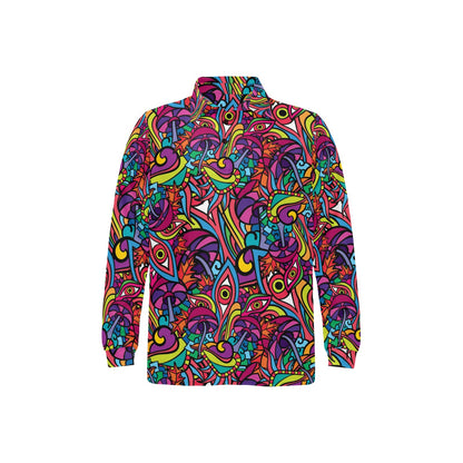 Trippy Print Design LKS302 Long Sleeve Polo Shirt For Men's