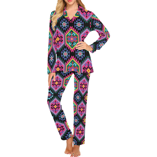 Mexican Pattern Print Design 02 Women's Long Pajama Set