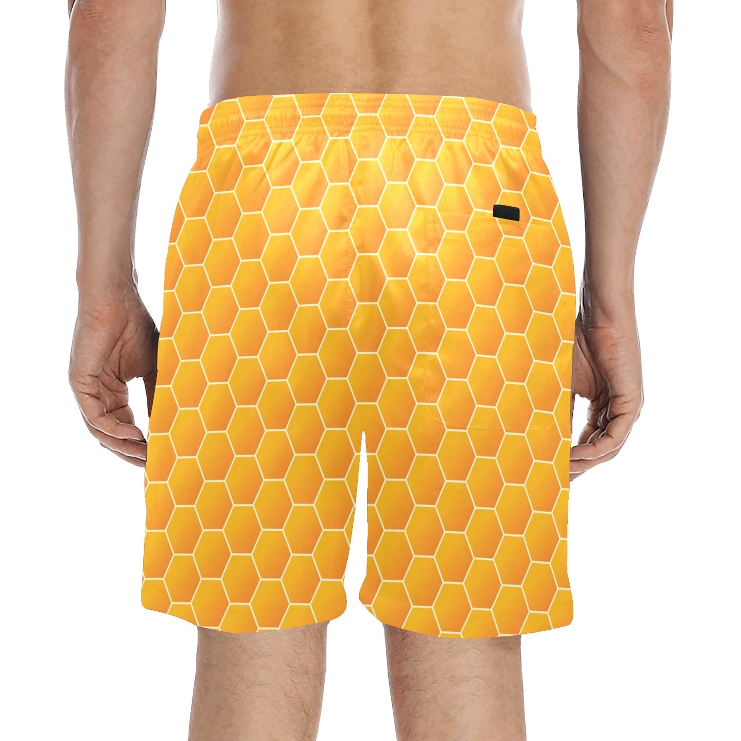 Honey Bee Honeycomb Print Design LKS3011 Men's Swim Trunks Beach Shorts