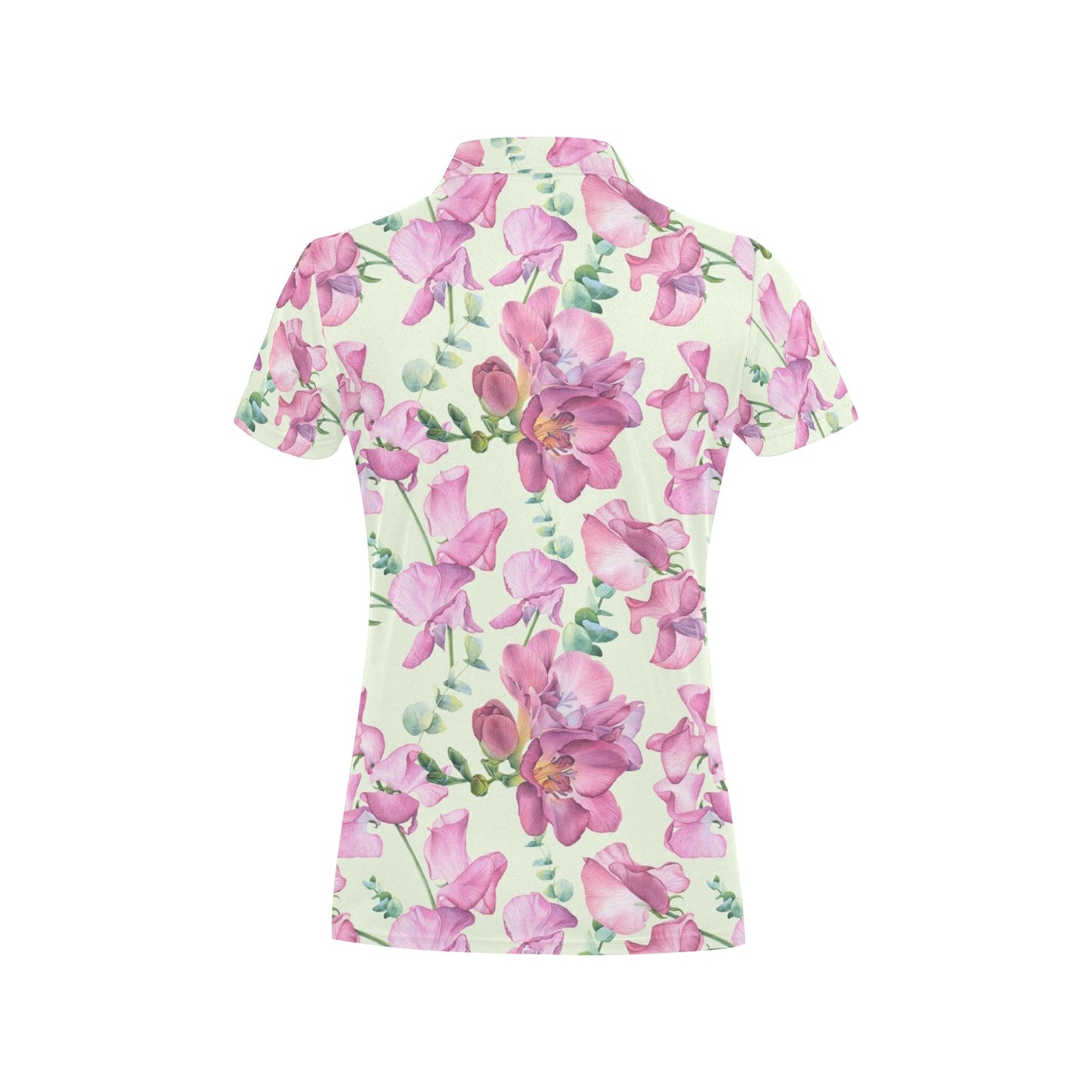 Peony Pattern Print Design PE011 Women's Polo Shirt