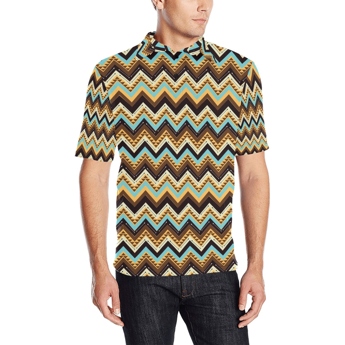 Southwest Pattern Print Design LKS301 Men Polo Shirt