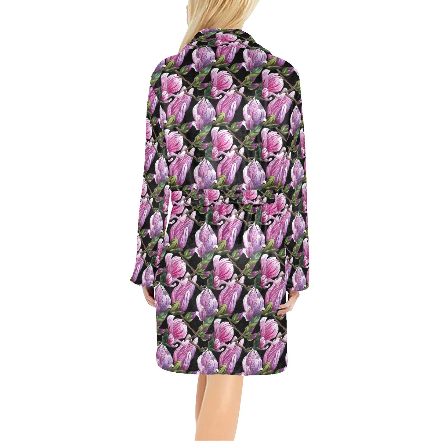 Magnolia Pattern Print Design MAG011 Women's Fleece Robe