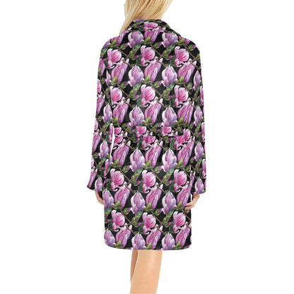 Magnolia Pattern Print Design MAG011 Women's Fleece Robe