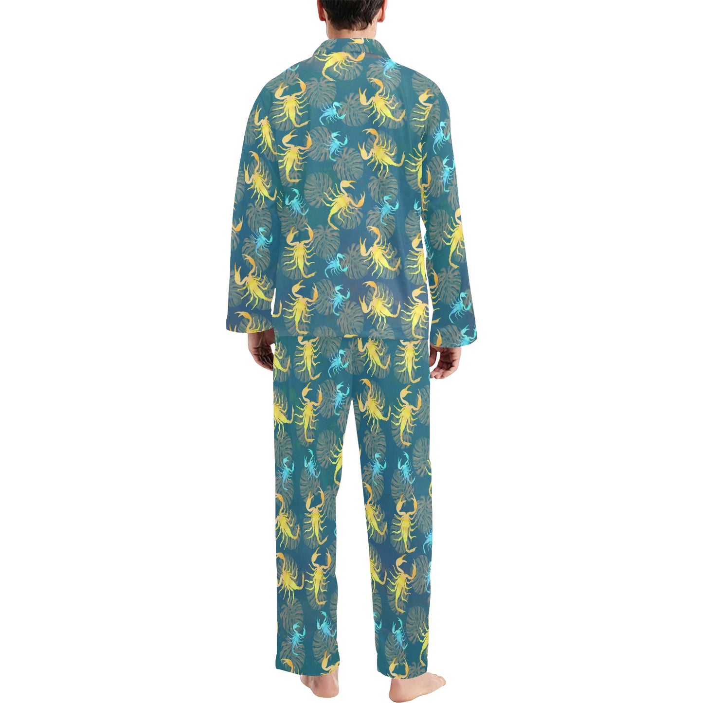 Scorpion Pattern Print Design 02 Men's Long Pajama Set