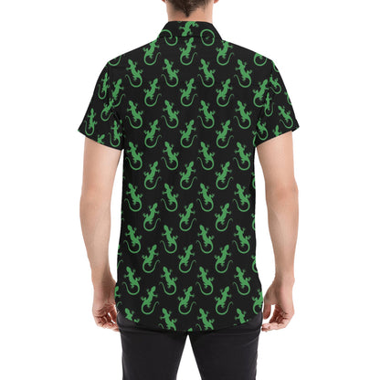 lizard Print Design LKS401 Men Short Sleeve Button Up Shirt