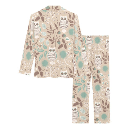 Owl Pattern Print Design A02 Women's Long Pajama Set