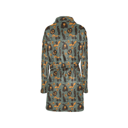 Witch Bat Halloween Print Design LKS305 Women's Fleece Robe