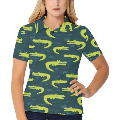 Alligator Pattern Print Design 03 Women's Polo Shirt