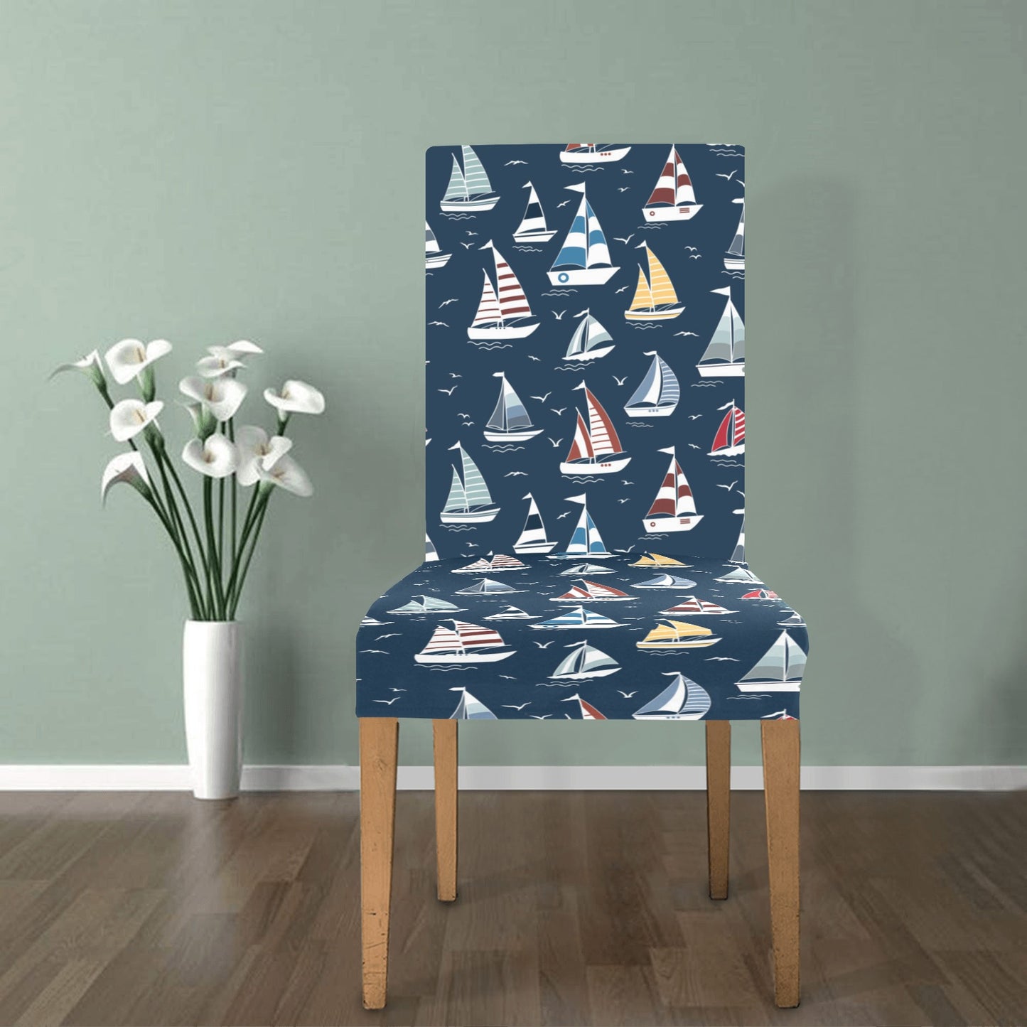Sailboat Print Design LKS306 Dining Chair Slipcover