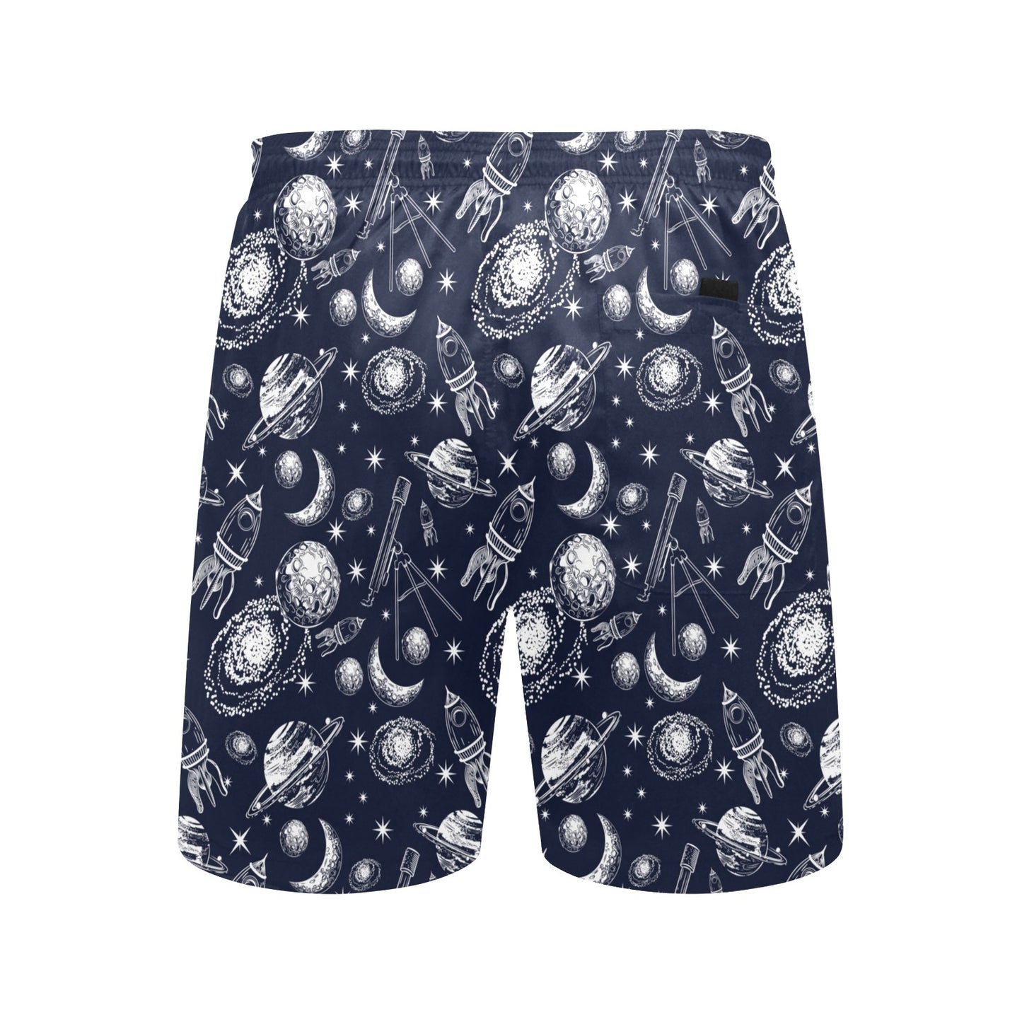 Space Rocket Print Design LKS301 Men's Swim Trunks Beach Shorts