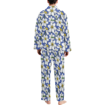 Daffodils Pattern Print Design DF08 Men's Long Pajama Set