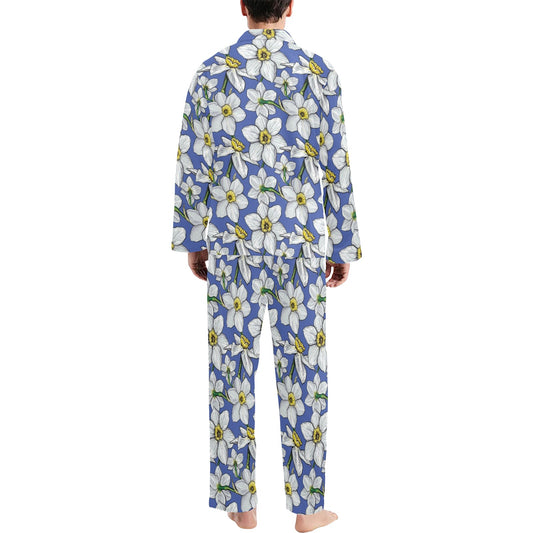 Daffodils Pattern Print Design DF08 Men's Long Pajama Set