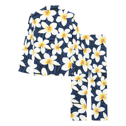 Plumeria Pattern Print Design PM026 Women's Long Pajama Set