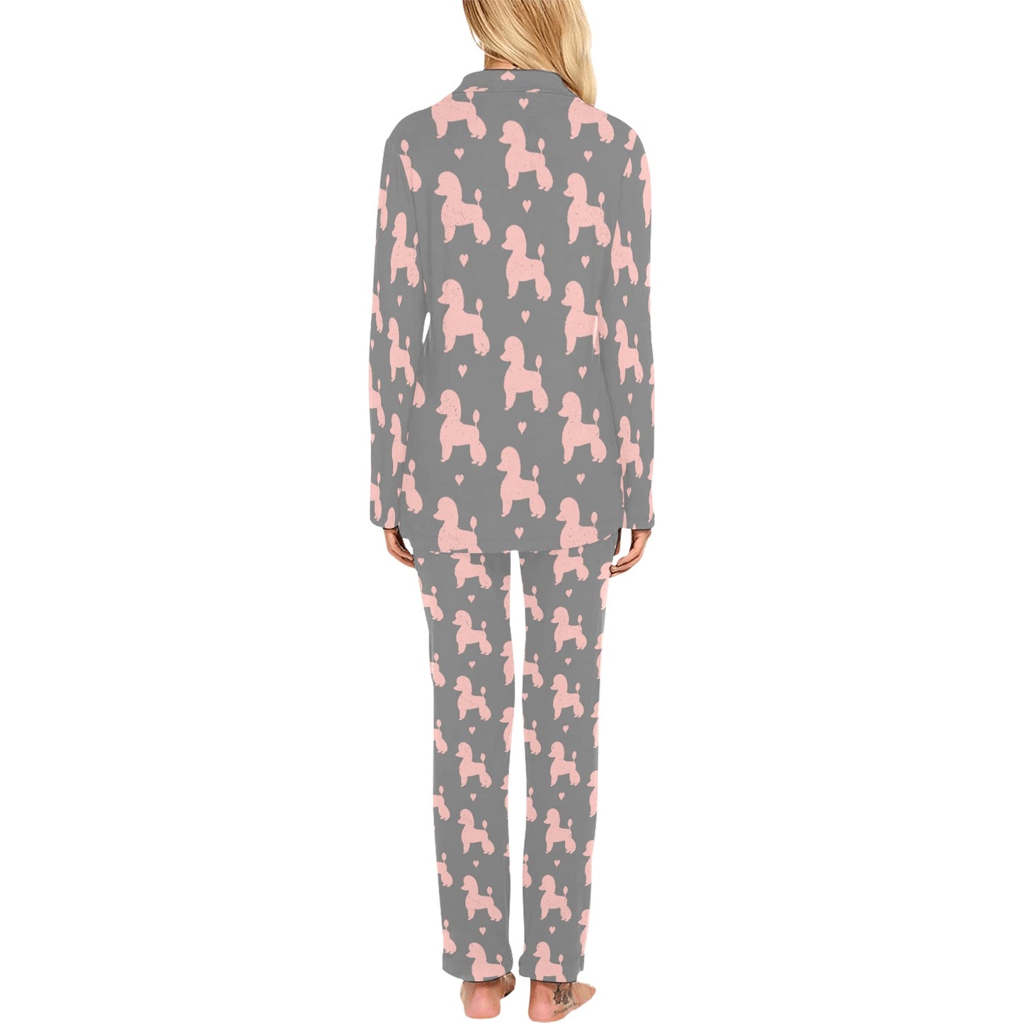 Poodle Pattern Print Design A02 Women's Long Pajama Set