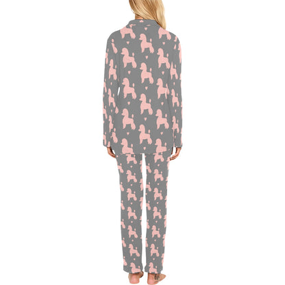 Poodle Pattern Print Design A02 Women's Long Pajama Set