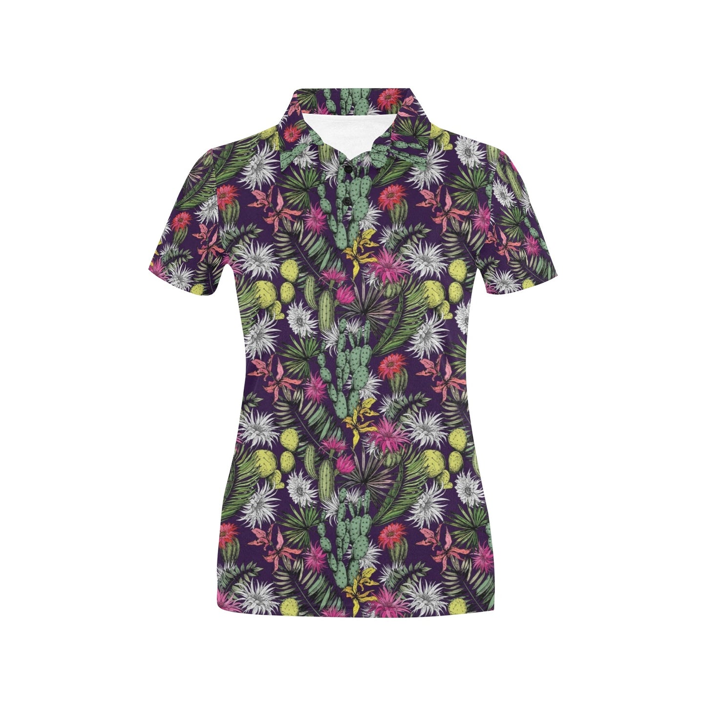 Cactus Pattern Print Design 08 Women's Polo Shirt