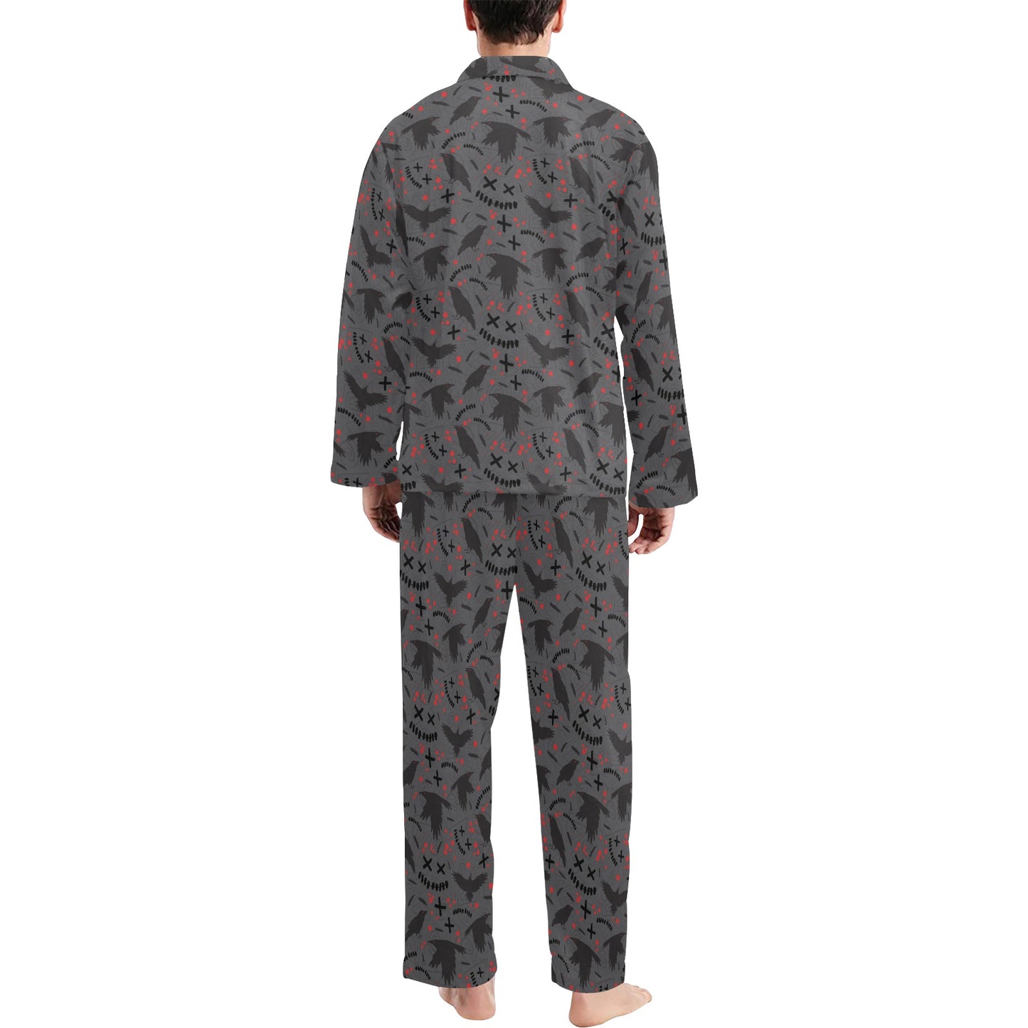 Crow Pattern Print Design 02 Men's Long Pajama Set