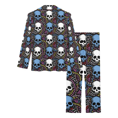 Skull Print Design LKS305 Women's Long Pajama Set