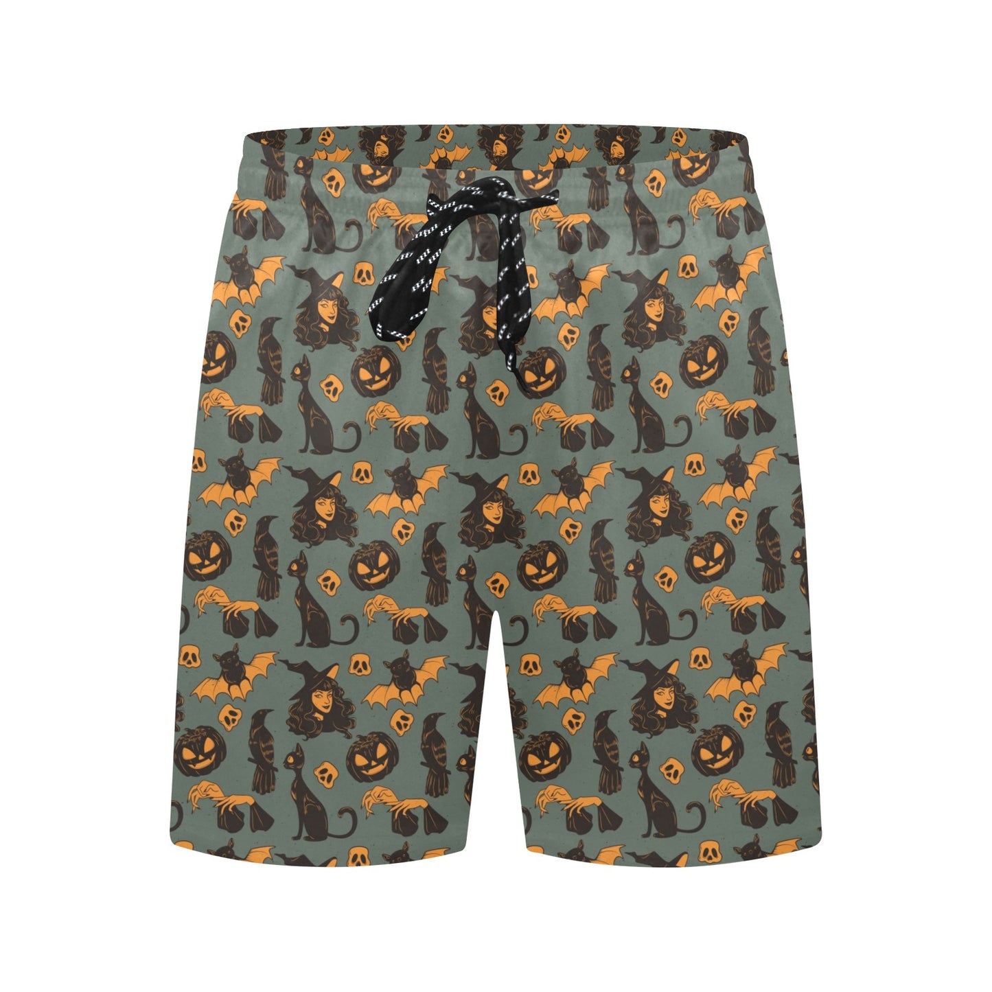 Witch Bat Halloween Print Design LKS305 Men's Swim Trunks Beach Shorts