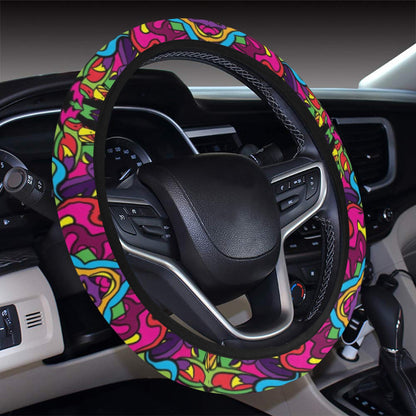 Trippy Print Design LKS303 Steering Wheel Cover with Elastic Edge