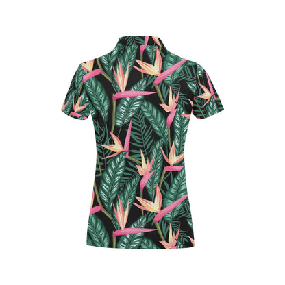 Bird Of Paradise Pattern Print Design BOP03 Women's Polo Shirt