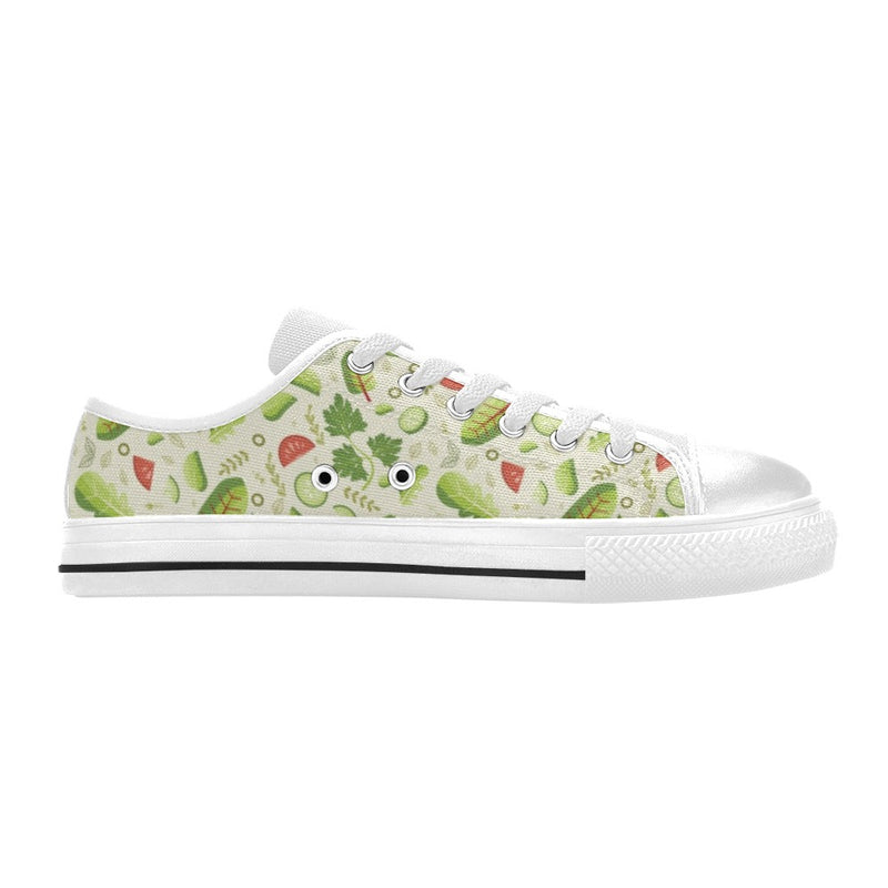 Salad Vegetable Print Design LKS302 Women's White Low Top Shoes