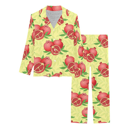 Pomegranate Pattern Print Design PG07 Women's Long Pajama Set