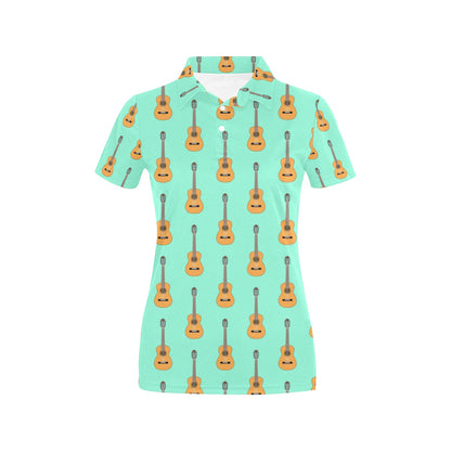 Acoustic Guitar Print Design LKS403 Women's Polo Shirt