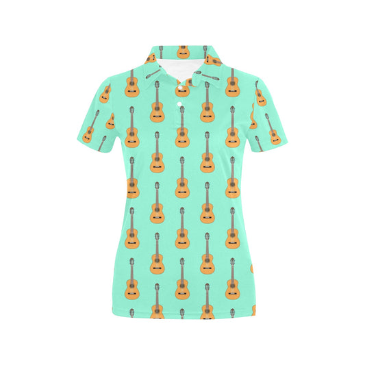 Acoustic Guitar Print Design LKS403 Women's Polo Shirt