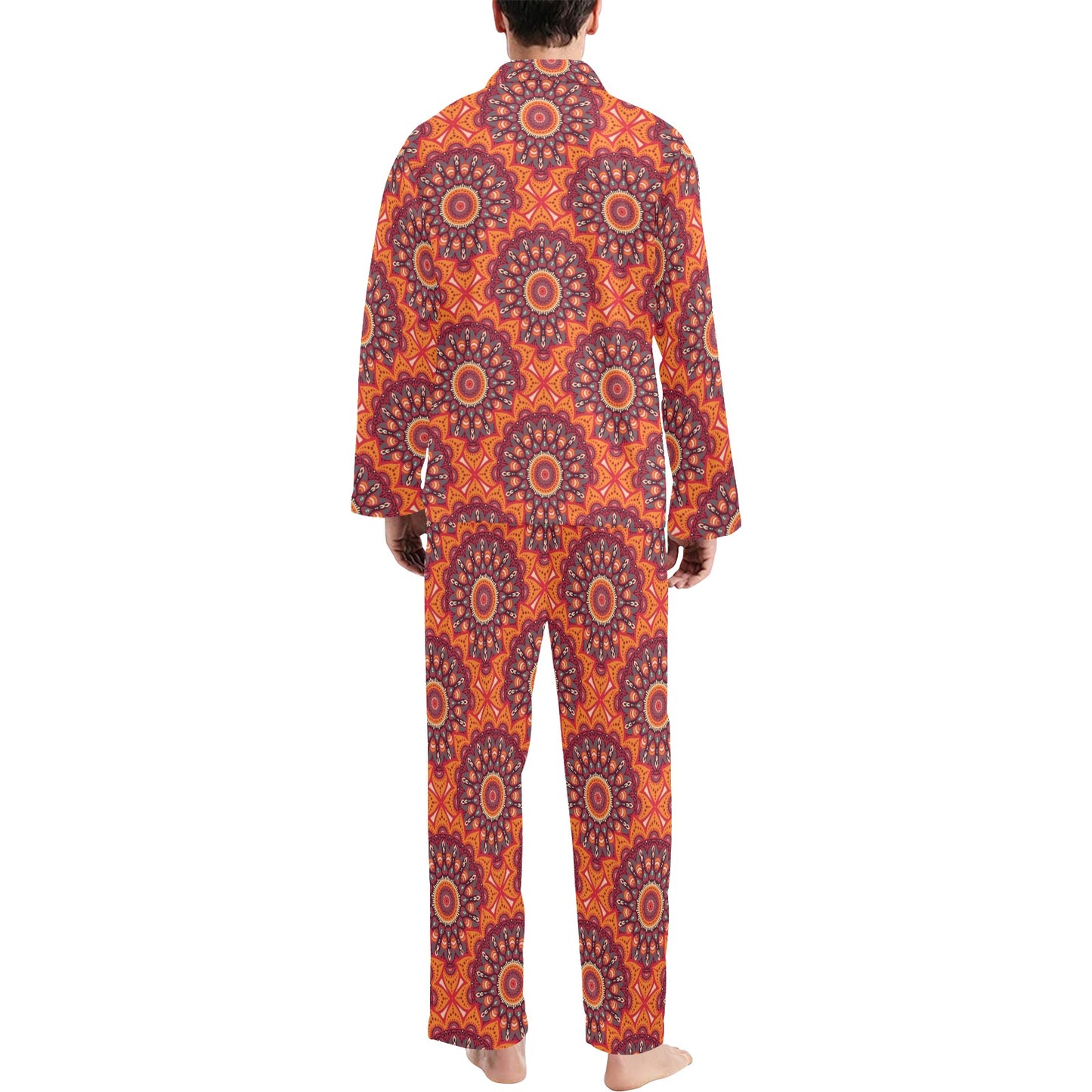 Bohemian Pattern Print Design 04 Men's Long Pajama Set