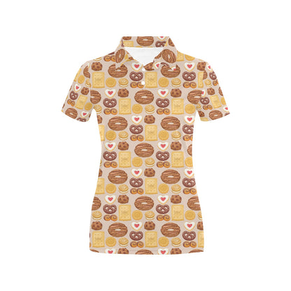 Cookie Pattern Print Design 02 Women's Polo Shirt