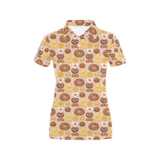 Cookie Pattern Print Design 02 Women's Polo Shirt