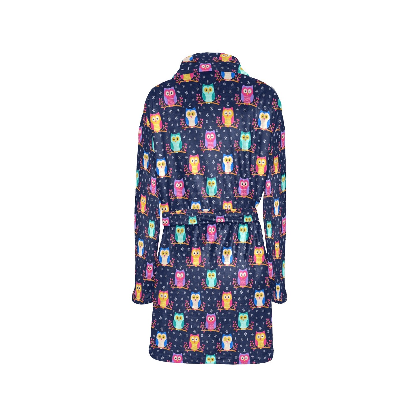 Owl Cute Themed Design Print Women's Fleece Robe