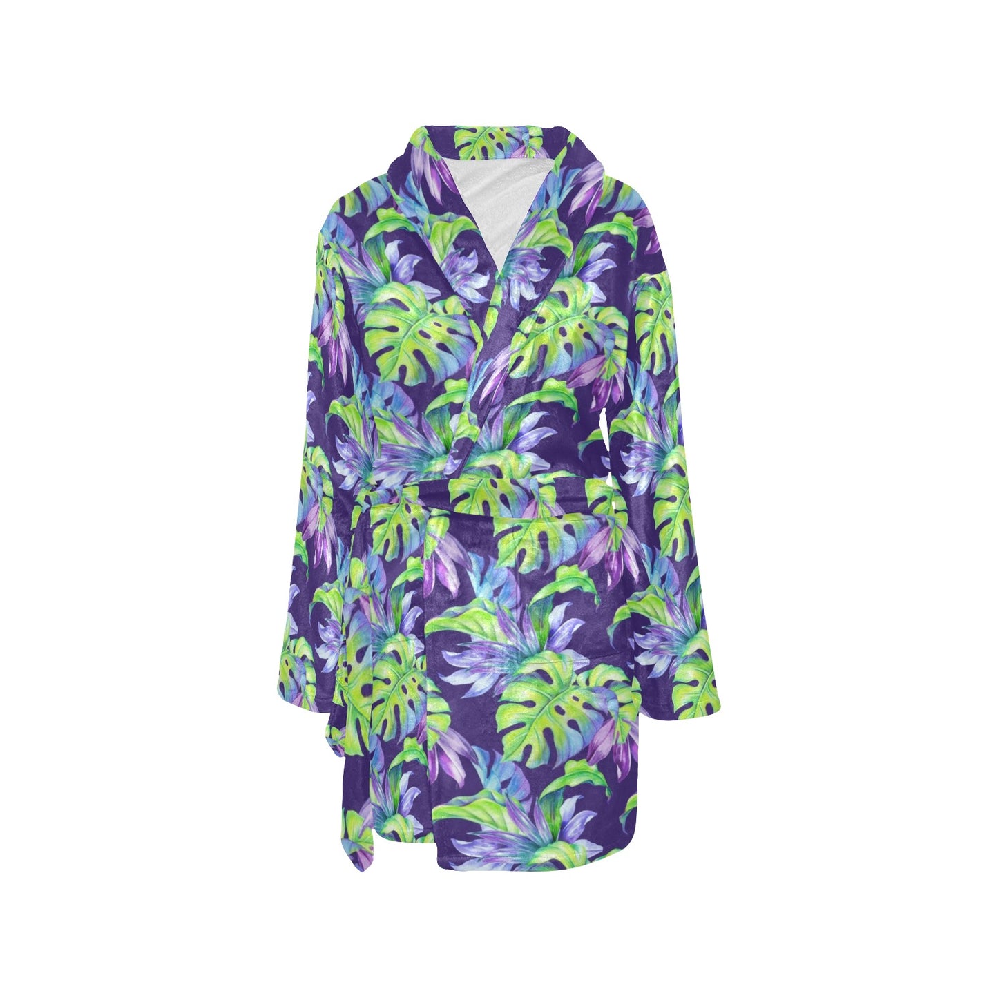 Tropical Flower Pattern Print Design TF019 Women's Fleece Robe